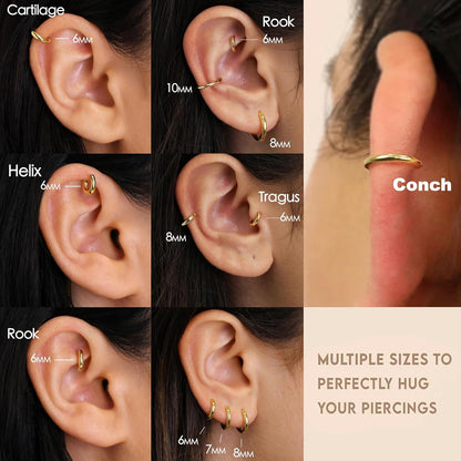 Earrings Set for Women Men Hypoallergenic 14K Gold Plated Stack Cartilage Earrings Jewelry Set Gifts