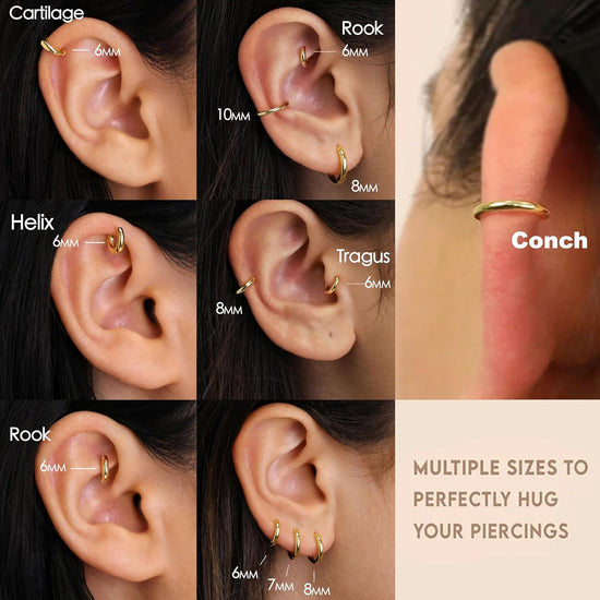 Earrings Set for Women Men Hypoallergenic 14K Gold Plated Stack Cartilage Earrings Jewelry Set Gifts