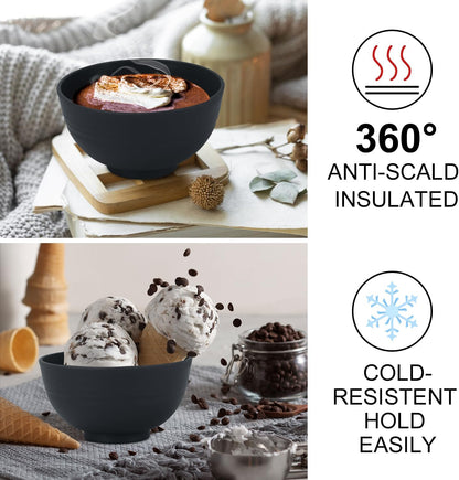 10oz set of 8 Unbreakable Dessert Bowls - Microwave & Dishwasher Safe Appetizer Bowl Sets - Black