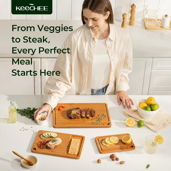 KeeCHEE® 3-teiliges Schneidebrett aus karbonisiertem Bambus