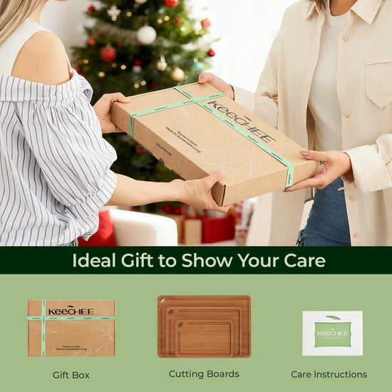 KeeCHEE® 3-teiliges Schneidebrett aus karbonisiertem Bambus