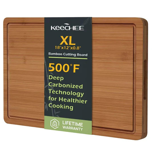 KeeCHEE® Extra Large Natural Bamboo Cutting Board For Kitchen