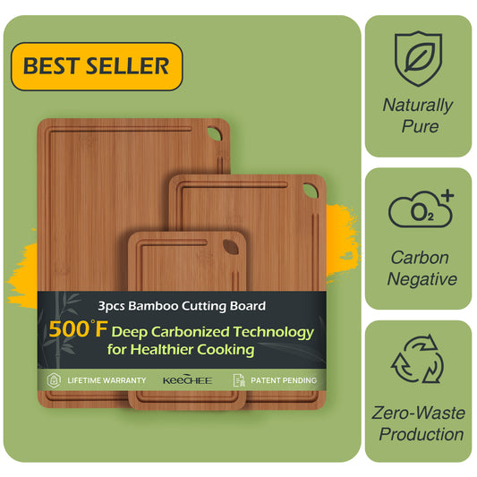 KeeCHEE® 3-Pcs Carbonized Bamboo Cutting Board