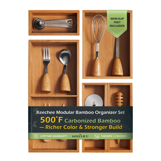 KeeCHEE® 5 Stück Bambus Schubladen Organizer Set