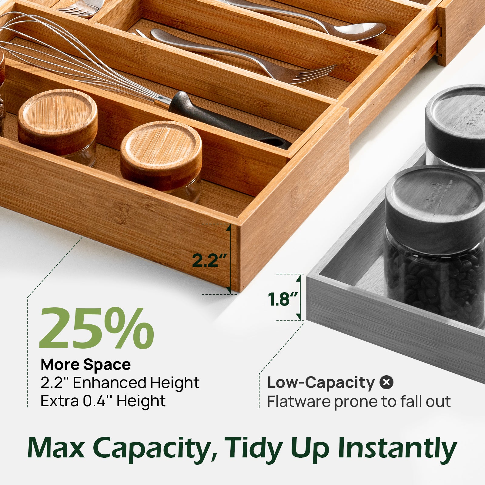 KeeCHEE® 8-10 Slots Expandable Silverware Organizer