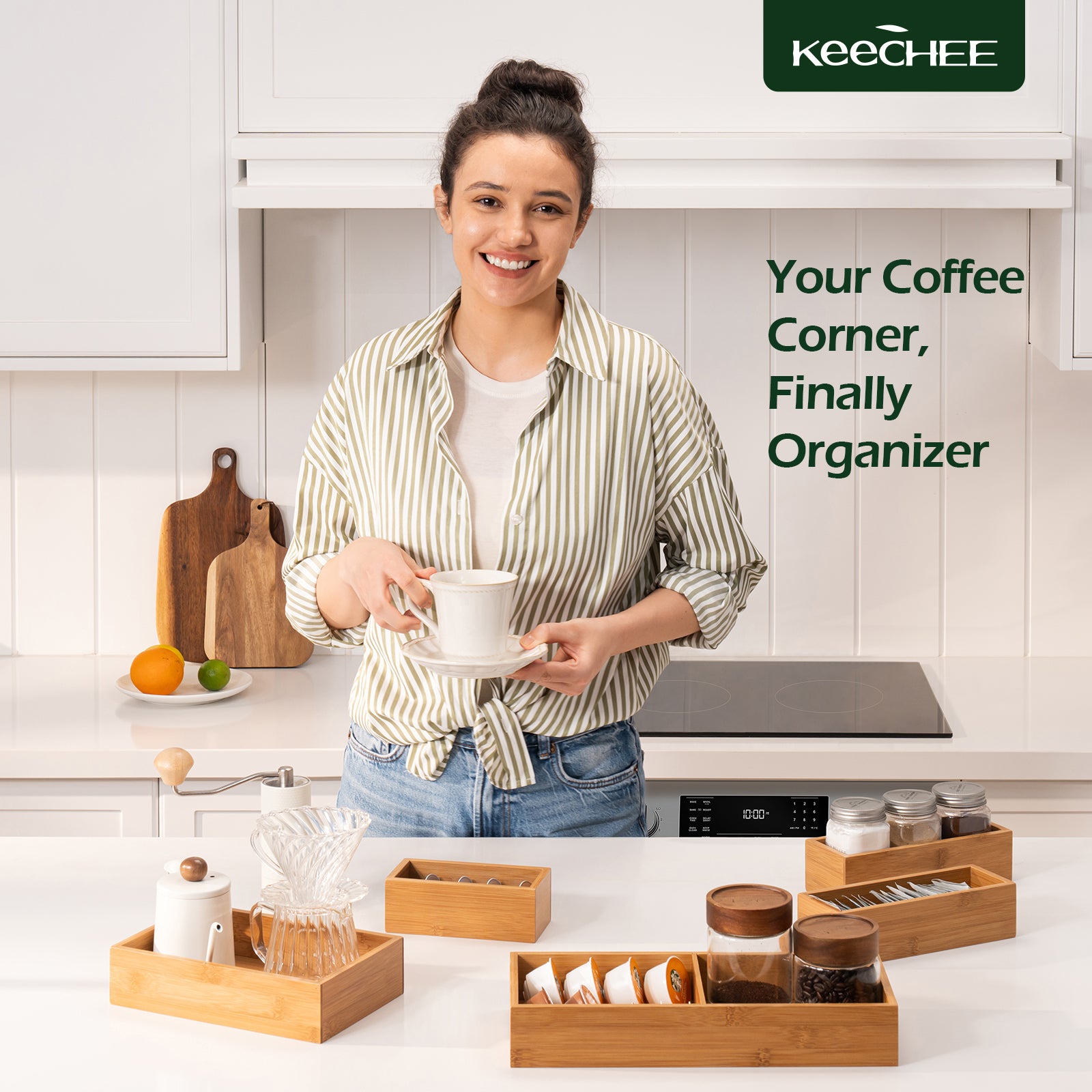KeeCHEE® 5 pcs Bamboo Drawer Organizer Set